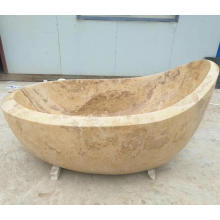 Freestanding solid white marble bathtub for bathroom